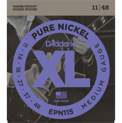 D'ADDARIO Epn115 Pure Nickel Electric Guitar Strings - Blues/jazz Rock 11-48