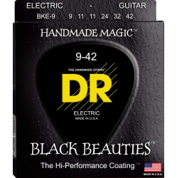 DR HANDMADE STRINGS Beauties Coated Electric Guitar Strings, Light (9-42) In Black