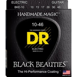 DR HANDMADE STRINGS Beauties Coated Electric Guitar Strings, Medium (10-46) In Black
