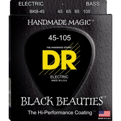 DR HANDMADE STRINGS Beauties Coated Bass Strings, Medium (45-105) In Black