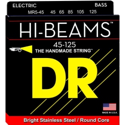 DR HANDMADE STRINGS Hi-Beams 5-String Bass Strings, Medium (45-125)