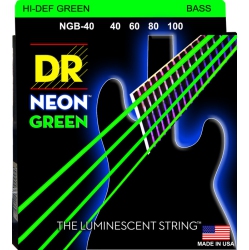 DR STRINGS Ngb-40 Neon Hi-Def Coated 6-String Bass Strings - Lite 40-100 In Green