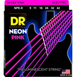 DR HANDMADE STRINGS Neon Coated Electric Guitar Strings, Light (9-42) In Pink