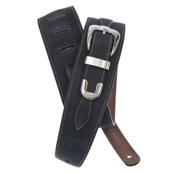 PLANET WAVES 25Lbb00 2.5 Belt Buckle Leather Guitar Strap - In Black