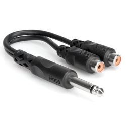 HOSA Y Cable - 1/4 Ts to Dual Rcaf