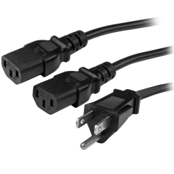 STARTECH 10 Ft Computer Power Cord - Nema 5-15P to 2X C13 - C13 Y-Cable