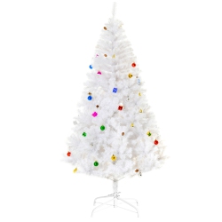 HOMCOM 6Ft Artificial Christmas Tree, Home Indoor Xmas Holidays Décor With Ornament In White