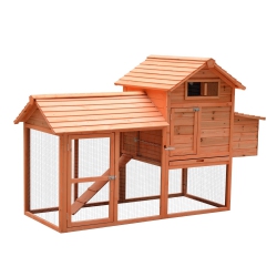PAWHUT 82" Deluxe Chicken Coop Wooden Hen House Rabbit Hutch Poultry Cage Pen Backyard With Run And Nesting Box