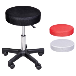 HOMCOM Adjustable Hydraulic Swivel Massage Salon Stool Facial Spa Tattoo Saddle Chair With 3 Changeable Seat Covers, Red/white/black