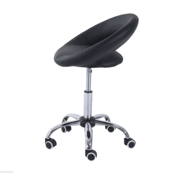 HOMCOM Modern Hydraulic Moon Salon Stool Rolling Swivel Chair Massage Spa Tattoo Pub Bar Stool And Chrome In Black