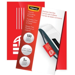 FELLOWES INC Glossy Pouches - Business Card, 5 Mil, 100 Pack