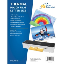 ROYAL SOVEREIGN Letter Size (8 3/4" X 11 1/4") 5Mil Thermal Laminating Pouches - 100 Pack