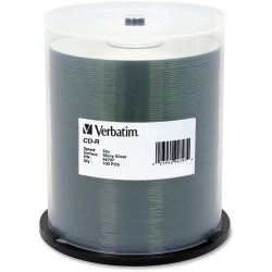 VERBATIM CD-R 700Mb 52X Datalifeplus Shiny Silk Screen Printable - 100Pk Spindle In Silver