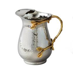 ELEGANCE Gilt Leaf Hammered Stainless Steel Water Pitcher