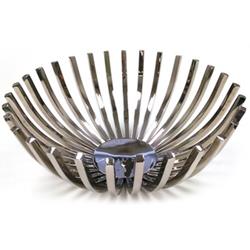 ELEGANCE Stainless Steel Hilary Round Basket Home Decor 10" Diameter