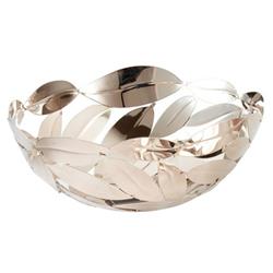ELEGANCE Round Leaves Basket 11"w X 4.5"h Stainless Steel Home Décor And Gift