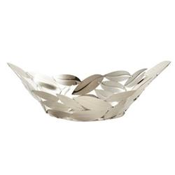 ELEGANCE Oval Leaves Boat - 15-3/4" X 6-3/4" Stainless Steel Home Décor And Gift