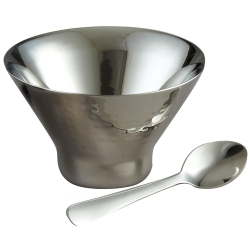 ELEGANCE Stainless Steel, Double Wall, Hammered Aster Bowl With Spoon