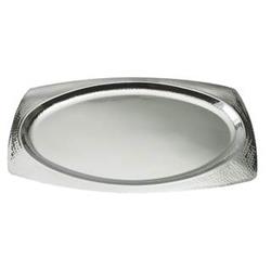 ELEGANCE 22" Oval Hammered Stainless Steel Tray