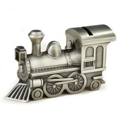 ELEGANCE Pewter Plated Train Bank, 3.25"h, 6"l, 2.25"w