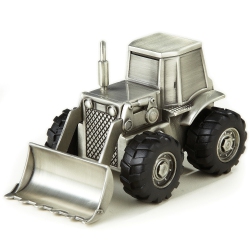 ELEGANCE Pewter Plated Bulldozer Bank, 3.25"h, 5.25"l, 3.25"w