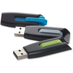 MICROBAN 16GB Store 'n' Go V3 USB 3.2 Gen 1 Flash Drive - 3Pk - Blue, Green (99126) In Gray