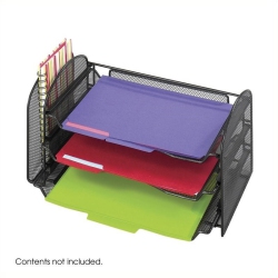 SAFCO Onyx Mesh Desk Organizer With 3 Sliding Horizontal And 1 Upright Sections In Black