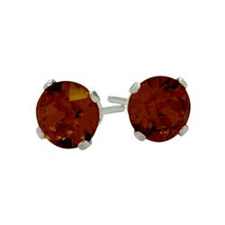 ELITE JEWELS 1.10Ct. Genuine 5MM Round Garnet 14 Karat Gold Stud Earrings In White