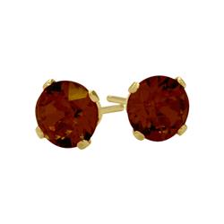 ELITE JEWELS 1.10Ct. Genuine 5MM Round Garnet 14 Karat Gold Stud Earrings In Yellow