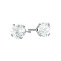 ELITE JEWELS 1.10Ct. Genuine 5MM Round Topaz 14K Gold Stud Earrings In White