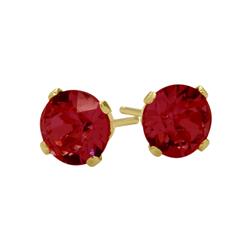 ELITE JEWELS 1.00 Ct. Genuine 5MM Round Ruby 14 Karat Gold Stud Earrings In Yellow