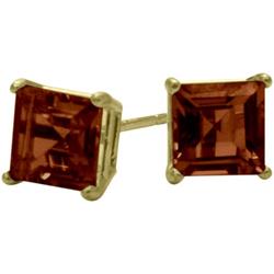 ELITE JEWELS 1.50Ct. Genuine 5MM Square Princess Cut Garnet 14 Karat Gold Stud Earrings In Yellow