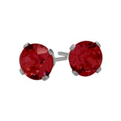 ELITE JEWELS 0.70Ct. Genuine 4MM Round Ruby 14 Karat Gold Stud Earrings In White