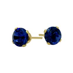 ELITE JEWELS 1.20Ct. Created 5MM Round Sapphire 14 Karat Gold Stud Earrings In Yellow