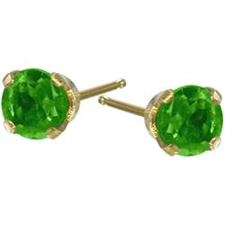 ELITE JEWELS 0.25Ct. Genuine Small 3MM Emerald 14 Karat Gold Round Earrings In Yellow