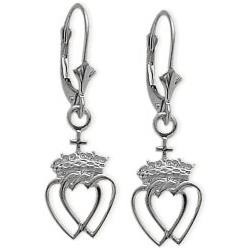 ELITE JEWELS Genuine Sterling Celtic Crowned Heart Earrings In Silver