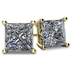 ELITE JEWELS 0.50Tcw 14 Karat Gold Screwback Princess Cut Certified I1, Ghi Colour, Good Cut Diamond Earrings In Yellow