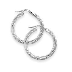 ELITE JEWELS 1 Inch Sterling Twist Hoop Earrings In Silver