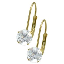 ELITE JEWELS April 10K Gold 1.10Tcw. 5MM White Topaz Zirconia Leverback Gem Earrings In Yellow