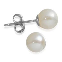 ELITE JEWELS Ladies 14 Karat Gold 7MM - 7.5MM Cultured Pearl Earrings In White