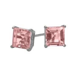 ELITE JEWELS Sterling Silver 1.40 Carat Created Sapphire Square Stud Earrings In Pink