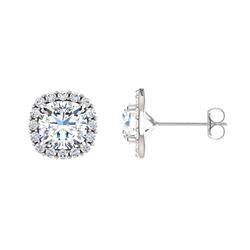ELITE JEWELS Sterling Silver 1.70 Carat Genuine Topaz & Created Sapphire Halo Earrings In White