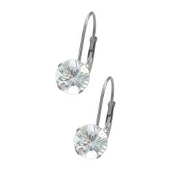 ELITE JEWELS 6MM Swarovski Elements Leverback Crystal Earrings In White