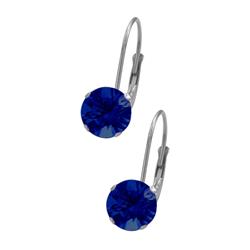 ELITE JEWELS 6MM Swarovski Elements Leverback Dark Crystal Earrings In Blue