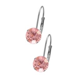 ELITE JEWELS 6MM Swarovski Elements Leverback Light Crystal Earrings In Pink
