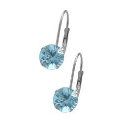 ELITE JEWELS 6MM Swarovski Elements Leverback Crystal Earrings In Light Blue