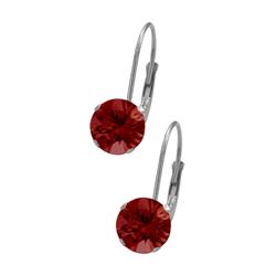 ELITE JEWELS 6MM Swarovski Elements Leverback Crystal Earrings In Red