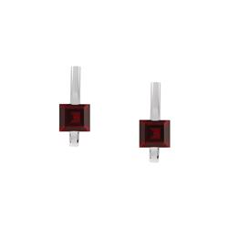 ELITE JEWELS Sterling Genuine 1.50 Tcw. 5MM Garnet Drop Style Square Earrings In Silver