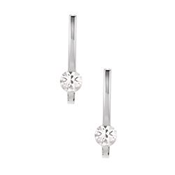 ELITE JEWELS Sterling Silver Genuine 1.10 Tcw. 5MM Topaz Drop Style Round Earrings In White