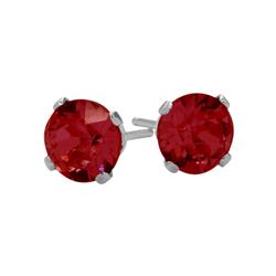 ELITE JEWELS Sterling 1.10 Carat 5MM Round Created Ruby Stud Earrings In Silver
